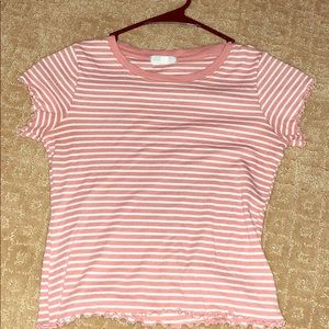 pink and white striped shirt
